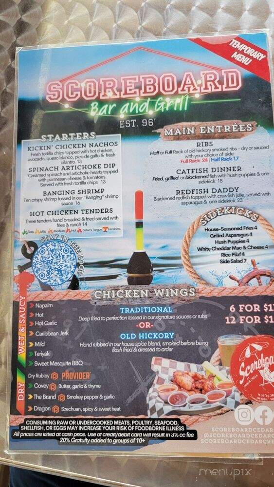 Scoreboard Bar & Grill at Cedar Creek - Mt. Juliet, TN menu_pic