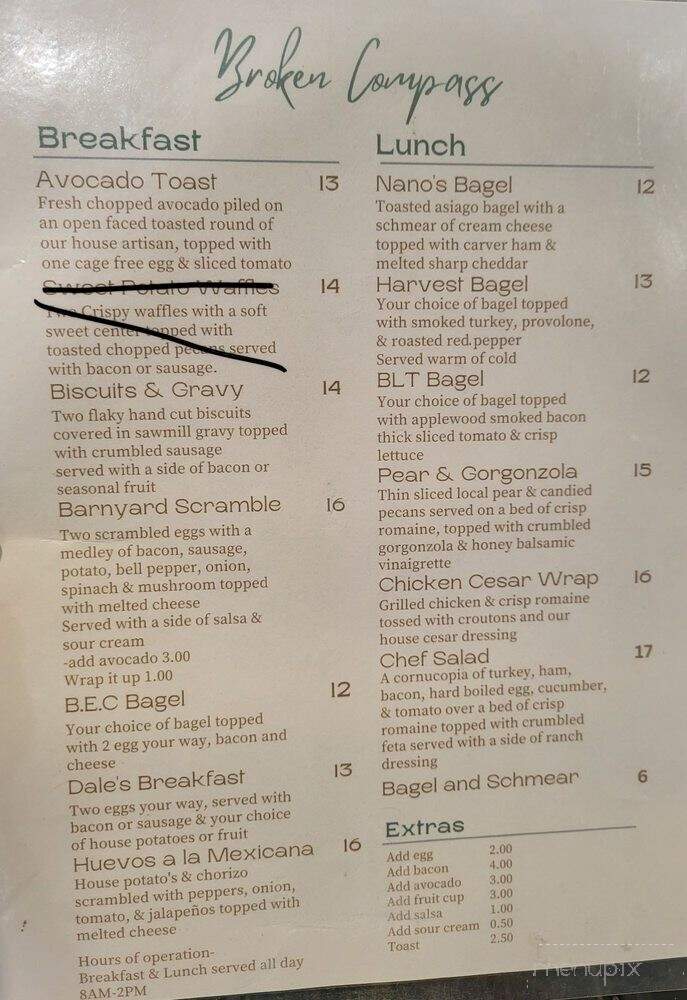 Broken Compass Cafe - Chelan, WA menu_pic