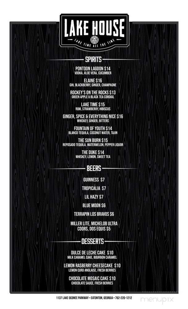 Lake House - Eatonton, GA menu_pic