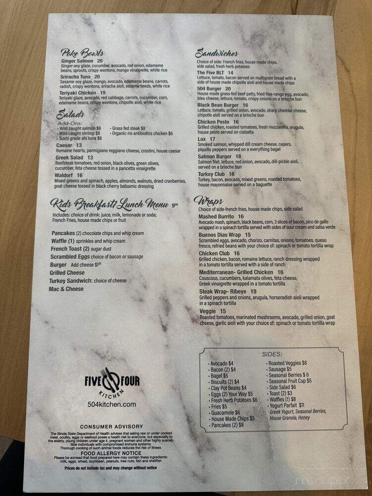 504 Kitchen - Glen Ellyn, IL menu_pic