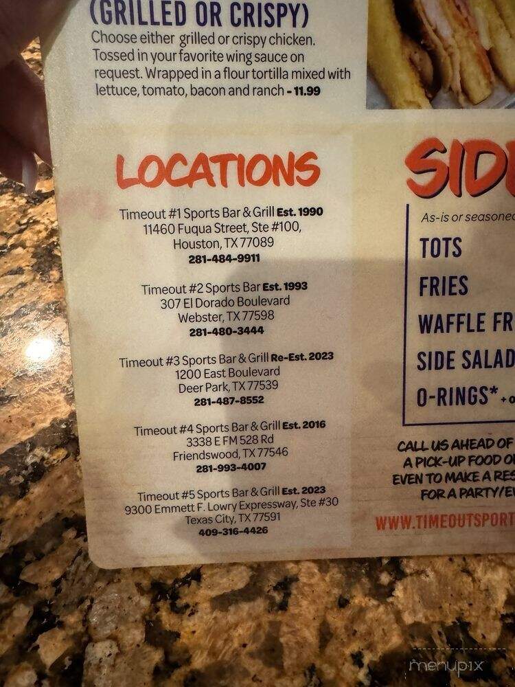 Time Out Sports Bar 5 - Texas City, TX menu_pic