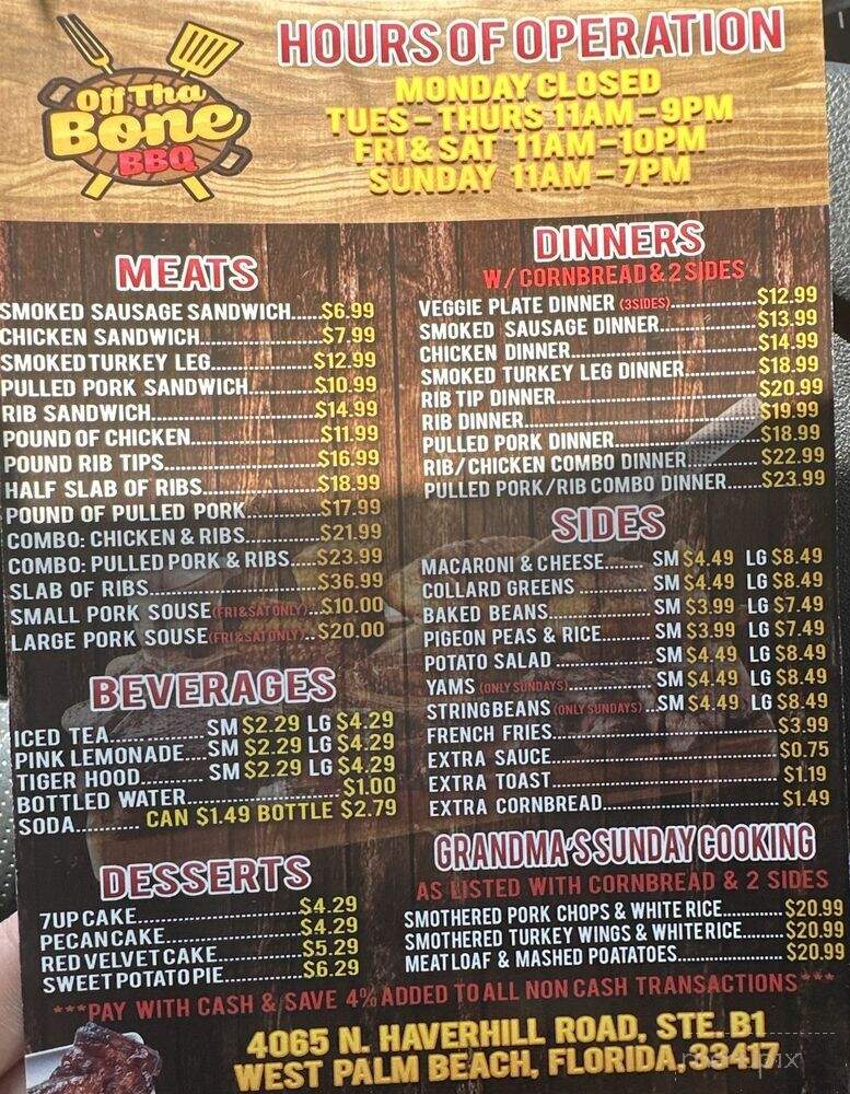 Off Tha Bone BBQ - West Palm Beach, FL menu_pic