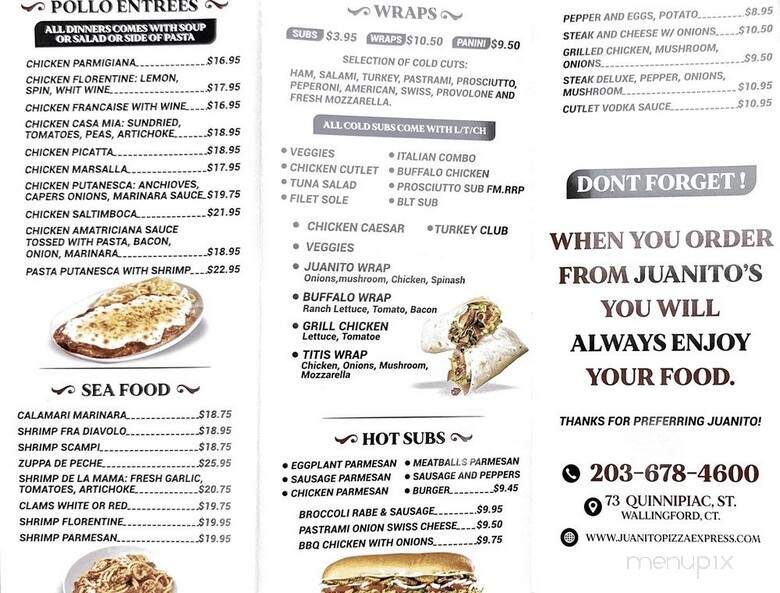 Juanitos Pizza Express - Wallingford, CT menu_pic