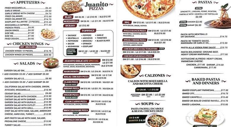 Juanitos Pizza Express - Wallingford, CT menu_pic