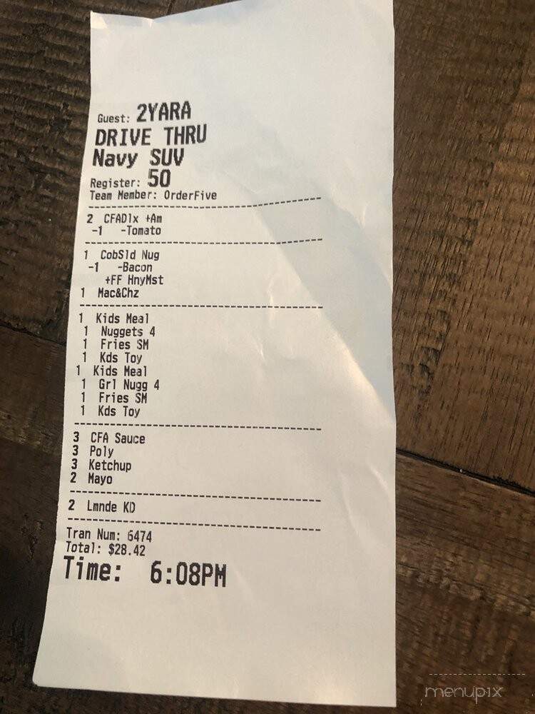 Chick-fil-A - Austin, TX menu_pic