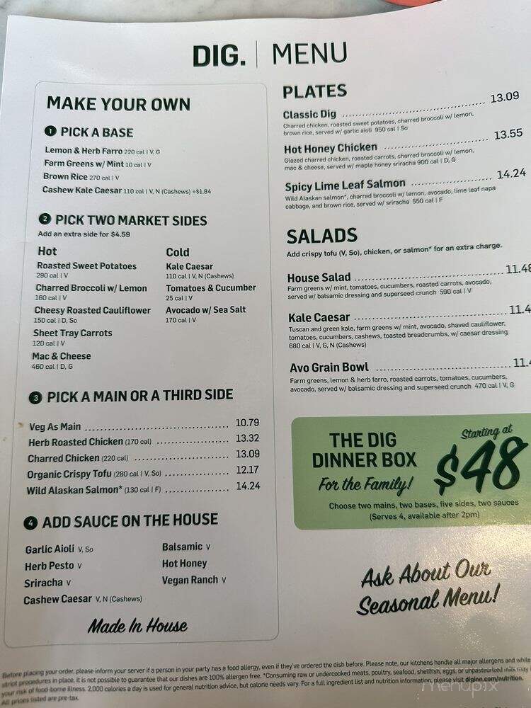 DIG - New York, NY menu_pic