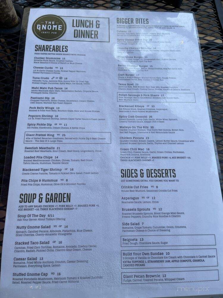 The Gnome Craft Pub - St Paul, MN menu_pic