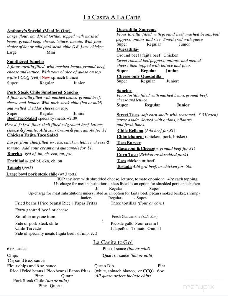 La Casita Salina - Salina, KS menu_pic