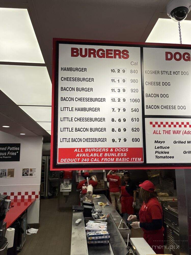 Five Guys - Nashville, TN menu_pic