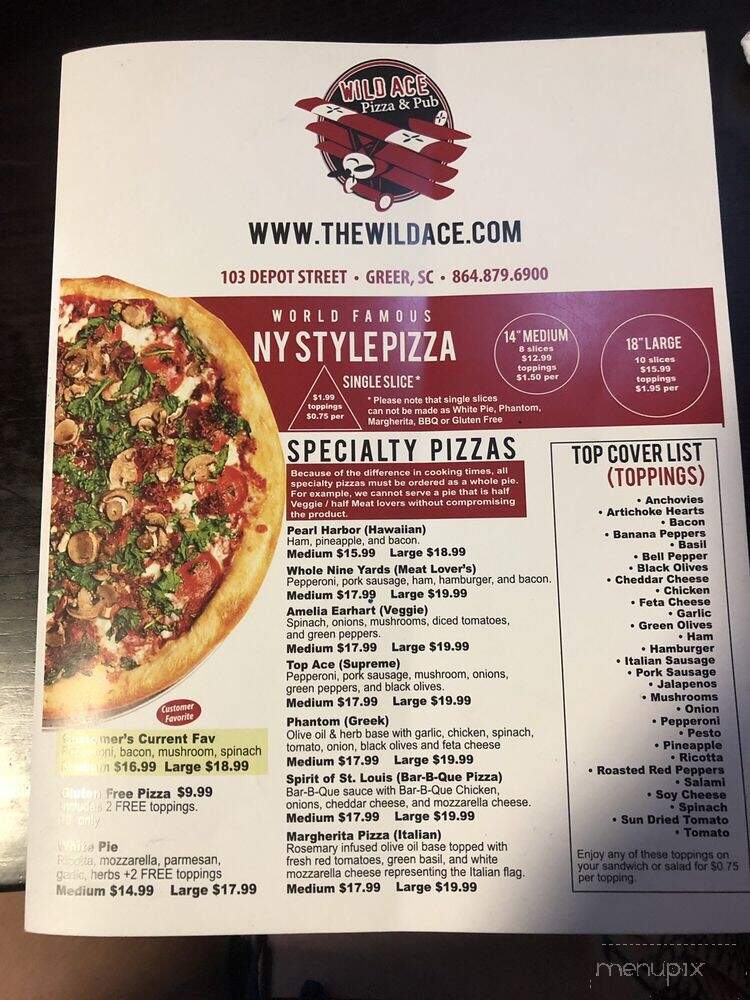 Wild Ace Pizza & Pub - Greer, SC menu_pic