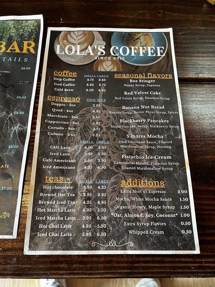 Lola's Coffee + Bar - CINCINNATI, OH menu_pic