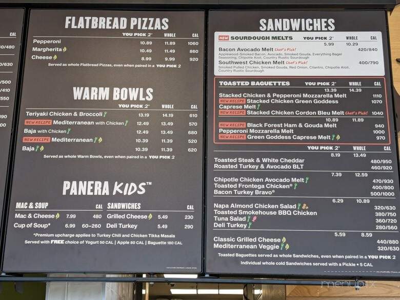 Panera Bread - Yucaipa, CA menu_pic