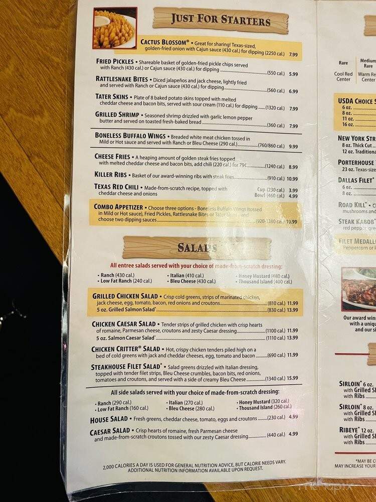 Texas Roadhouse - Lake City, FL menu_pic