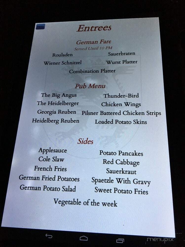 Heidelberg Restaurant & Bar - Ann Arbor, MI menu_pic