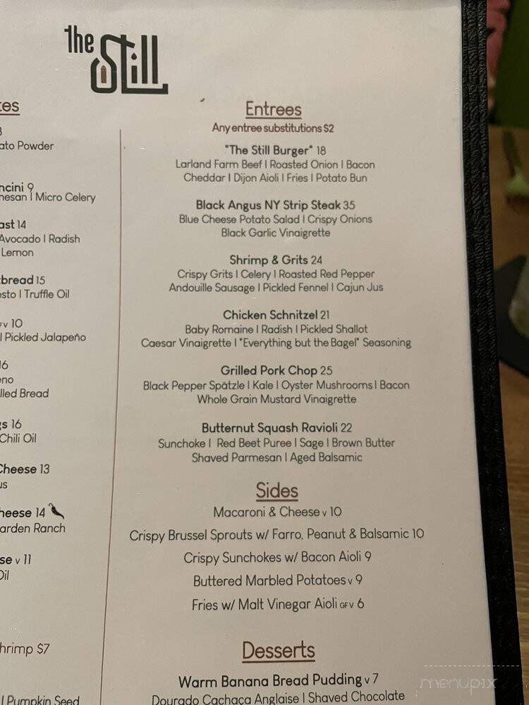 The Still Restaurant & Cocktail Bar - Danville, KY menu_pic