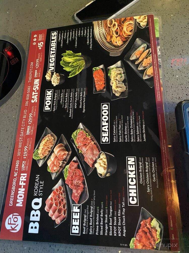 KPOT Korean BBQ & Hot Pot - Greensboro, NC menu_pic