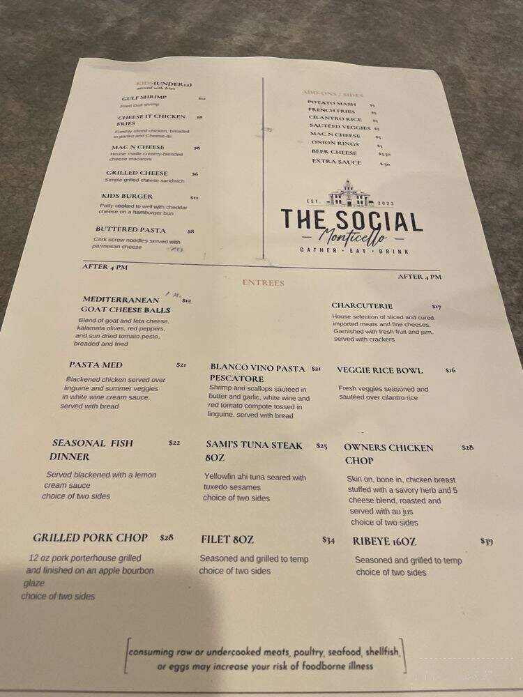 The Social - Monticello, FL menu_pic