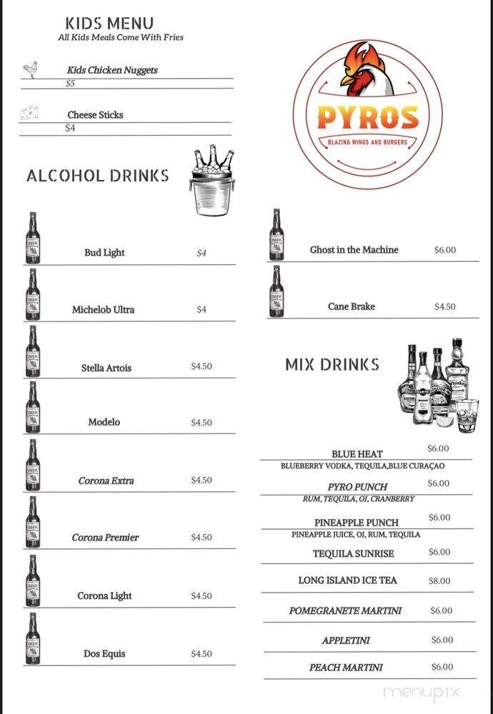 Pyro's Burger & Wings - Youngsville, LA menu_pic