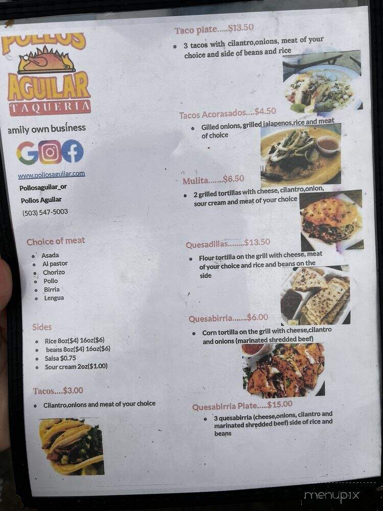 Pollos Aguilar Taqueria - Portland, OR menu_pic