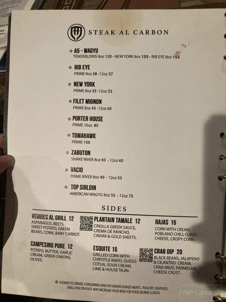 Rey Carbon - Lakewood, WA menu_pic