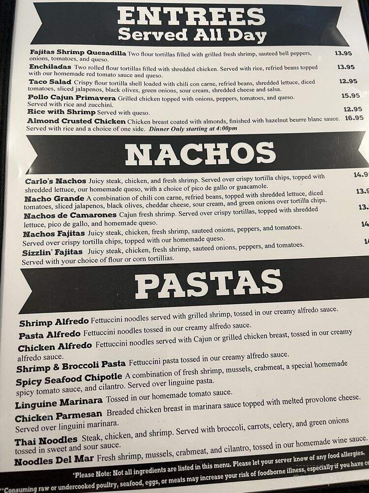 Carlos Cuisine Family Restaurant - Richmond, IN menu_pic