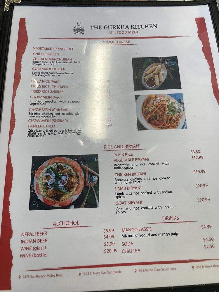 The Gurkha Kitchen - San Ramon, CA menu_pic