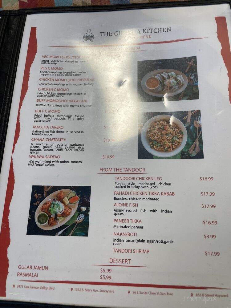 The Gurkha Kitchen - San Ramon, CA menu_pic