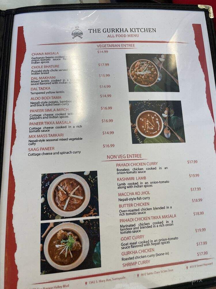 The Gurkha Kitchen - San Ramon, CA menu_pic