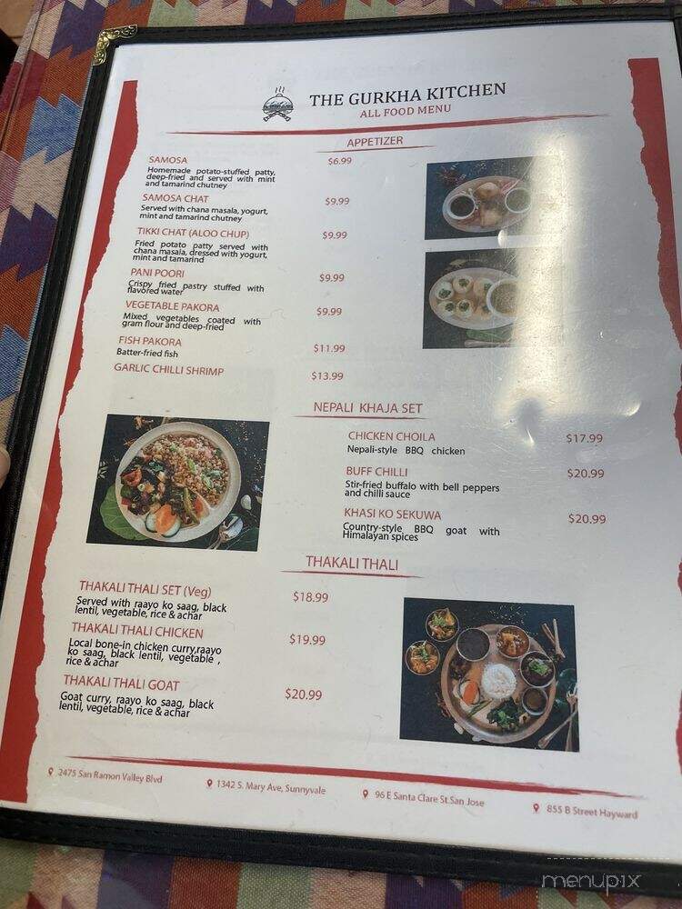 The Gurkha Kitchen - San Ramon, CA menu_pic