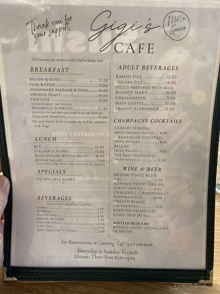 Gigi's Cafe - Mount Shasta, CA menu_pic