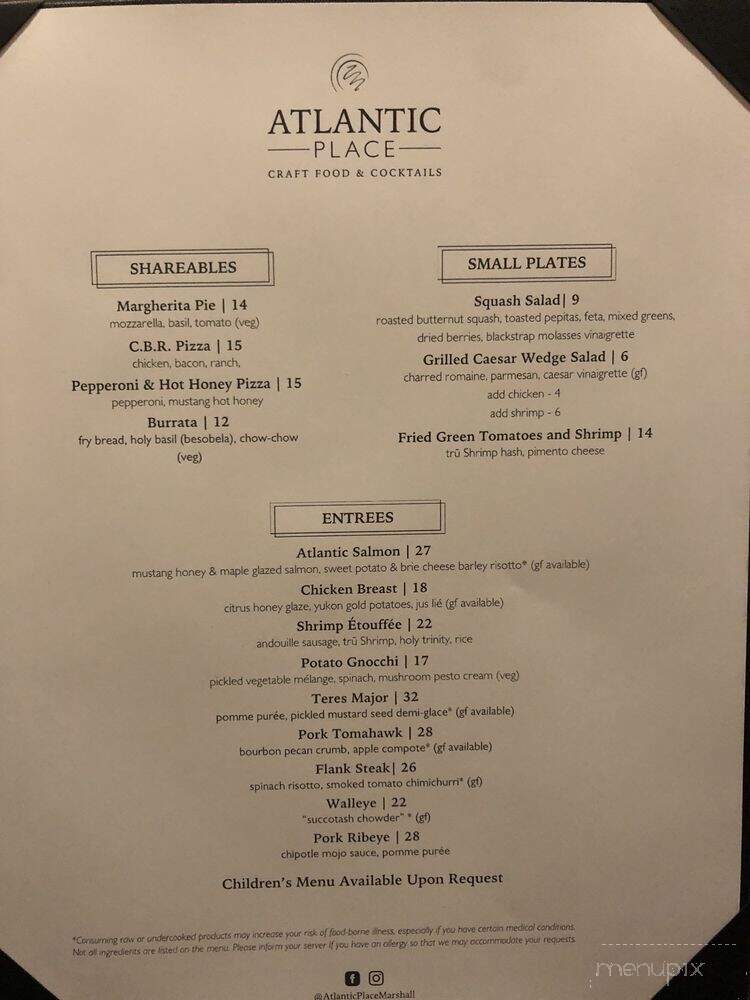 Atlantic Place - Marshall, MN menu_pic