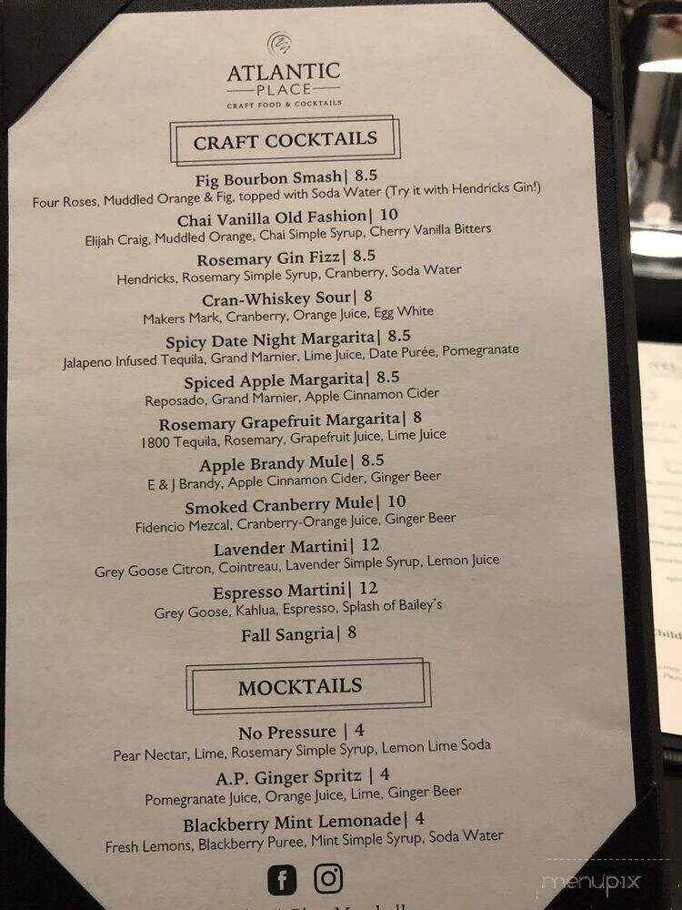 Atlantic Place - Marshall, MN menu_pic