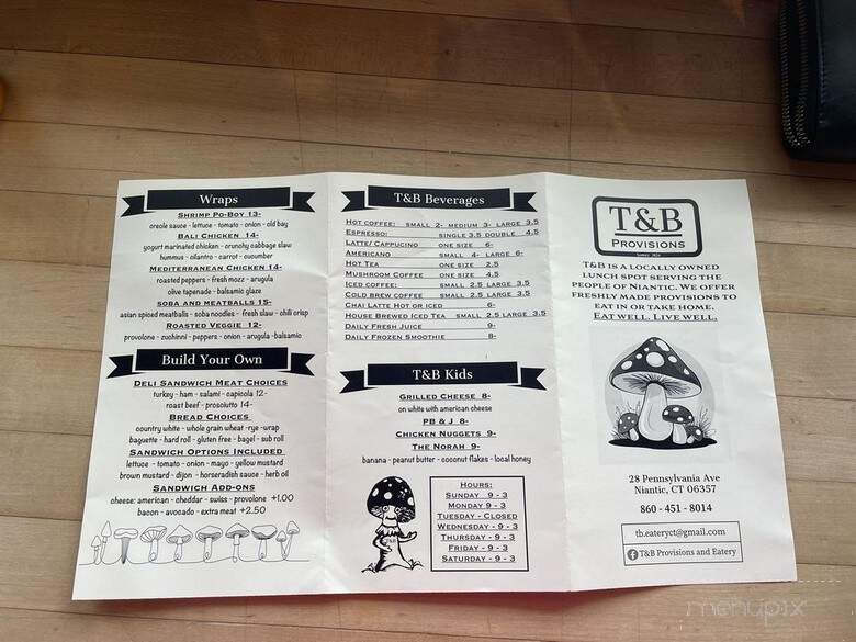 T&B Provisions and Eatery - Niantic, CT menu_pic