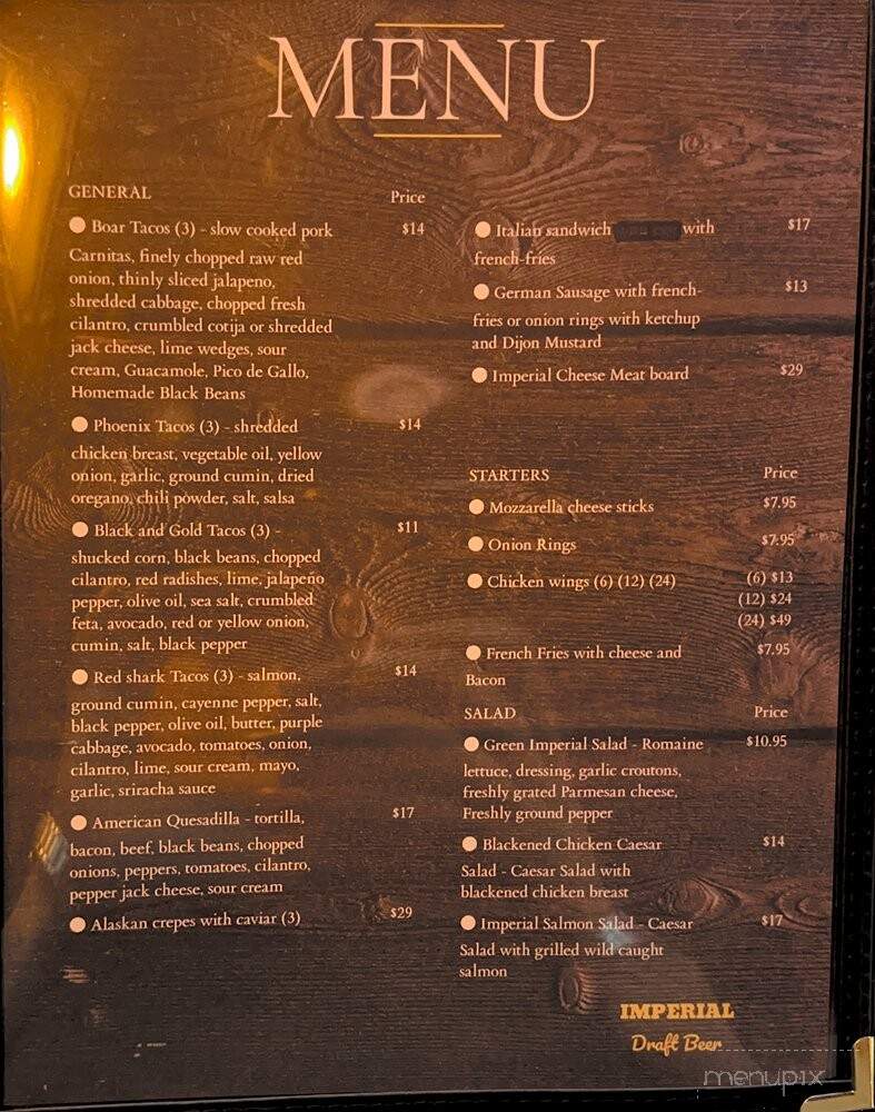 Imperial Draft Beer - Tampa, FL menu_pic