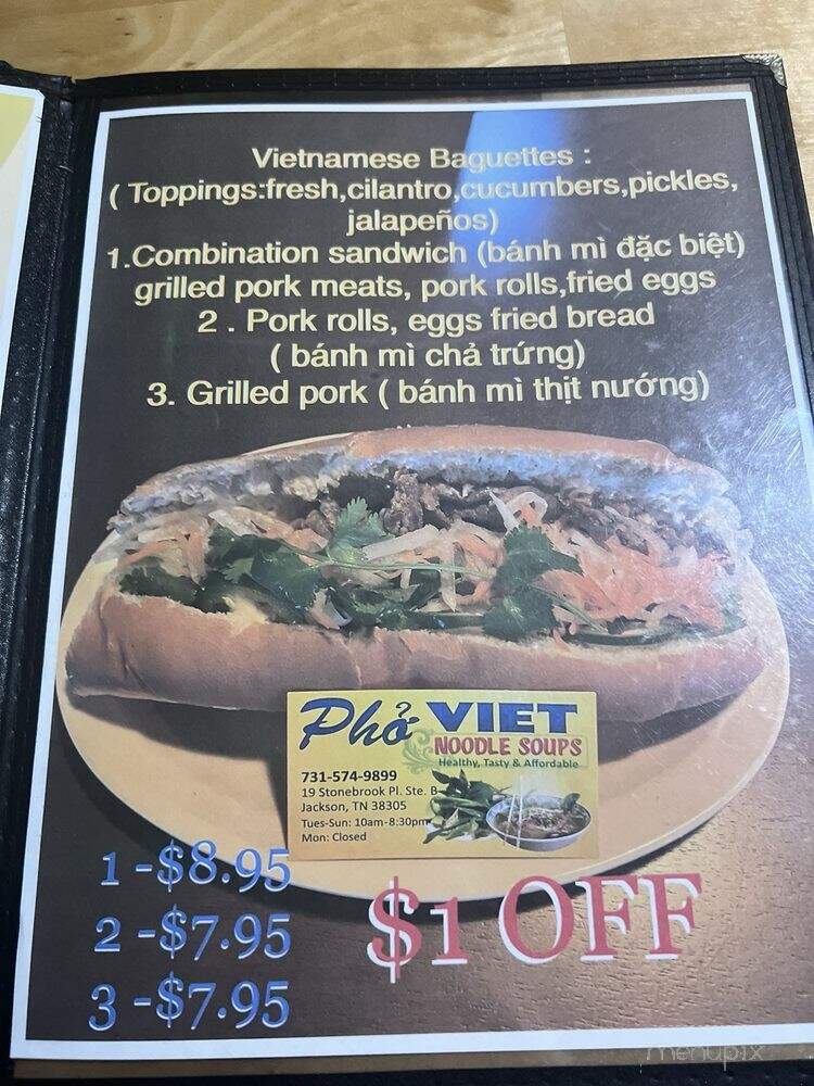 Pho Viet Noodle Soups - Jackson, TN menu_pic
