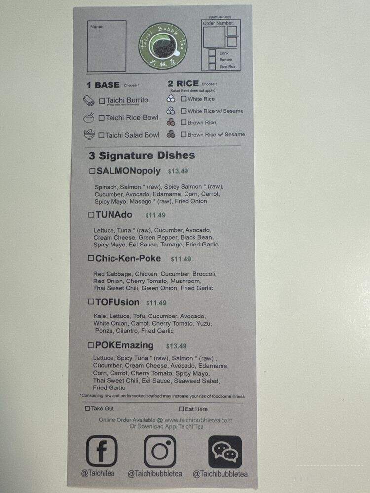 Taichi Bubble Tea - Sioux Falls, SD menu_pic