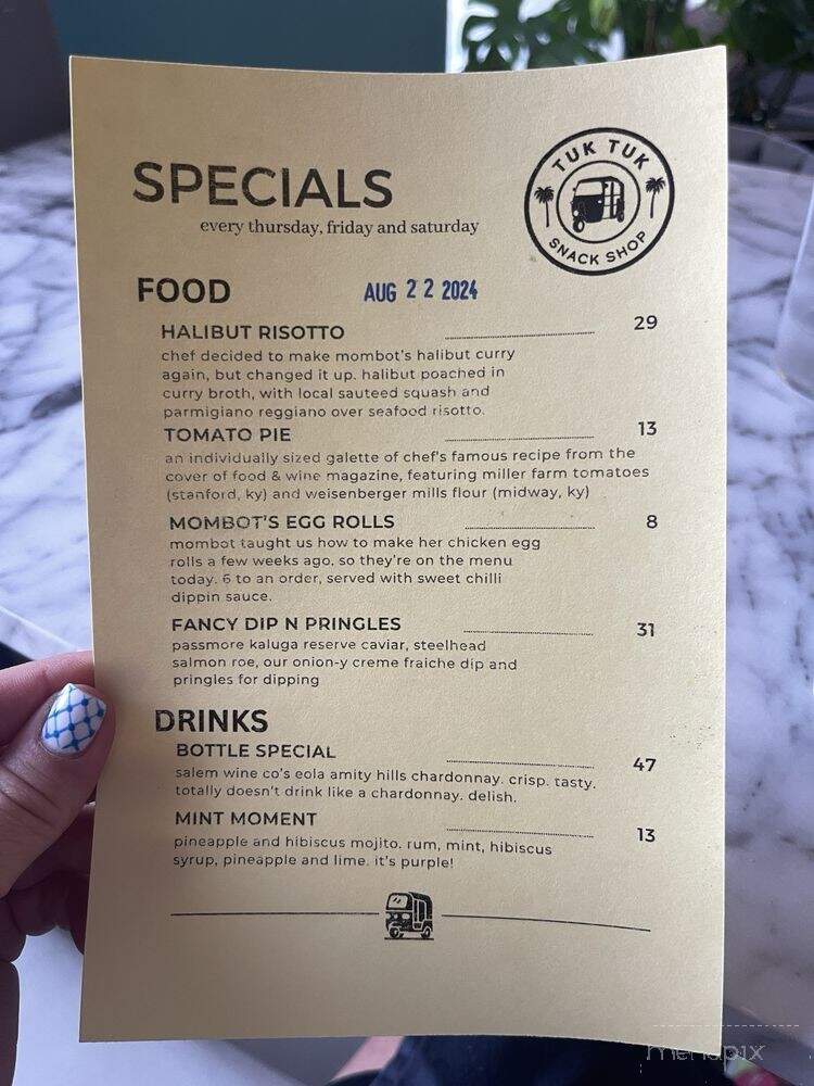 Tuk Tuk Snack Shop - Lexington-Fayette, KY menu_pic