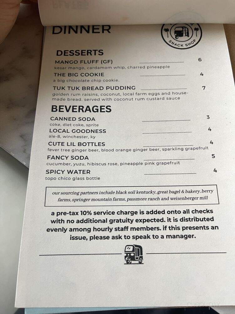 Tuk Tuk Snack Shop - Lexington-Fayette, KY menu_pic