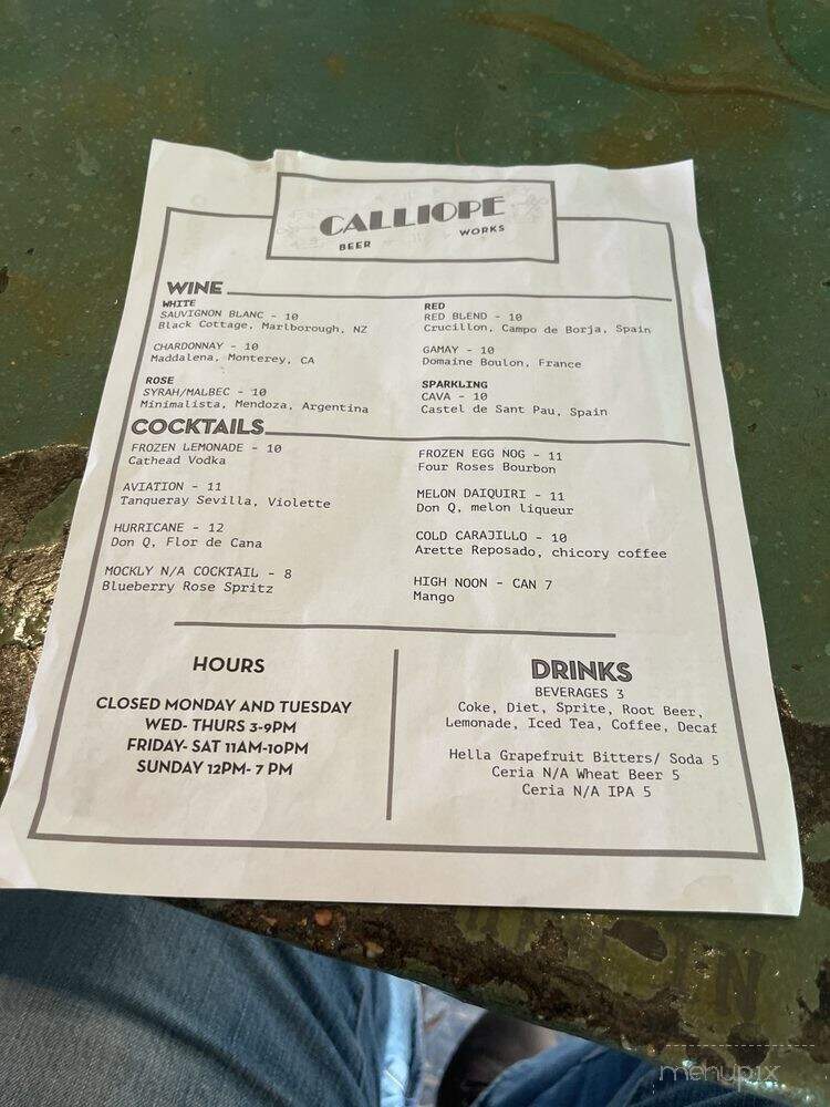 Calliope Beer Works - New Orleans, LA menu_pic