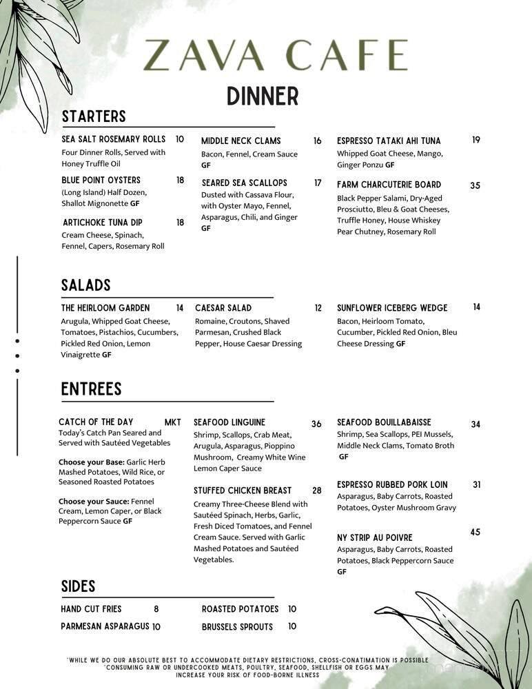 Zava Cafe - Milton, DE menu_pic