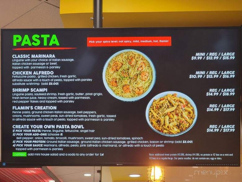 Flamin Pasta - Los Angeles, CA menu_pic