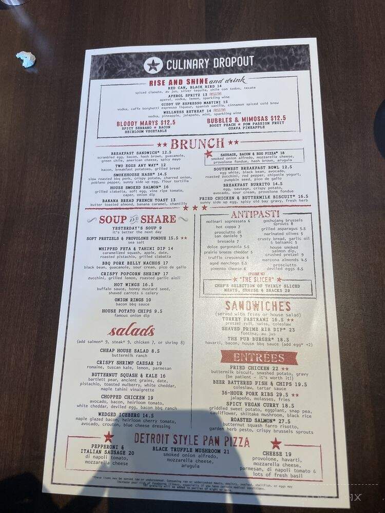 Culinary Dropout - Charlotte, NC menu_pic