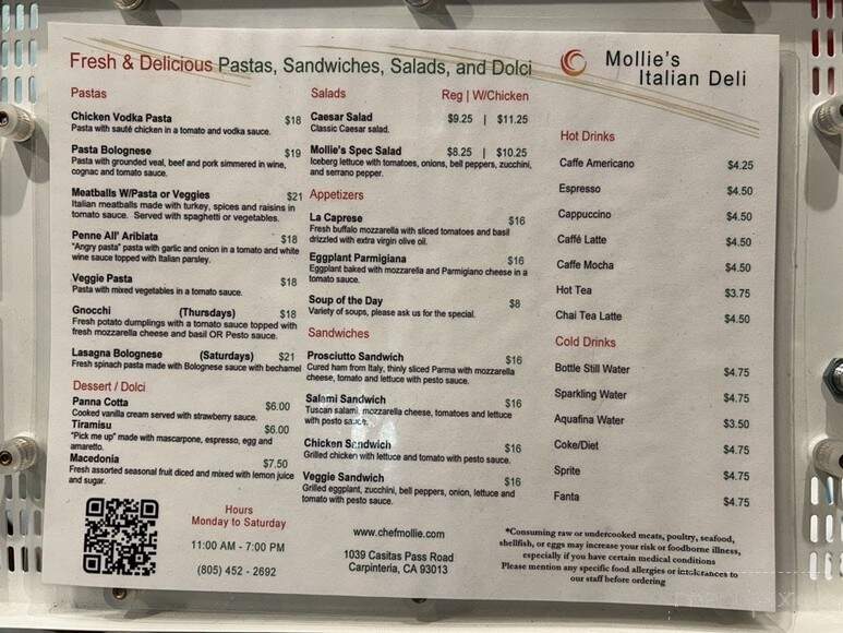 Mollie's Deli - Carpinteria, CA menu_pic