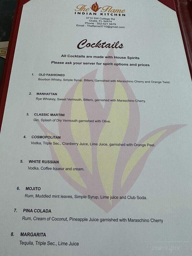 The Flame Indian Kitchen - Ocala, FL menu_pic