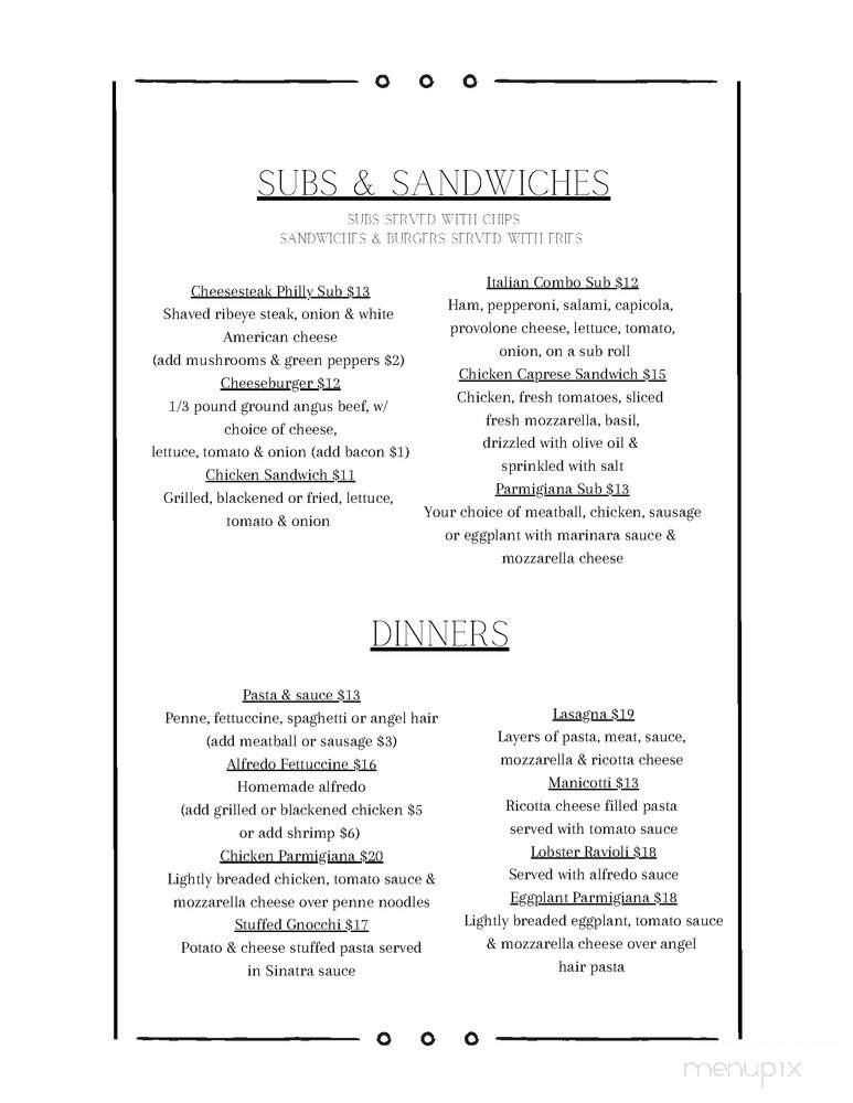 Nonne's Italian Restaurant & Sports Bar - Port Orange, FL menu_pic
