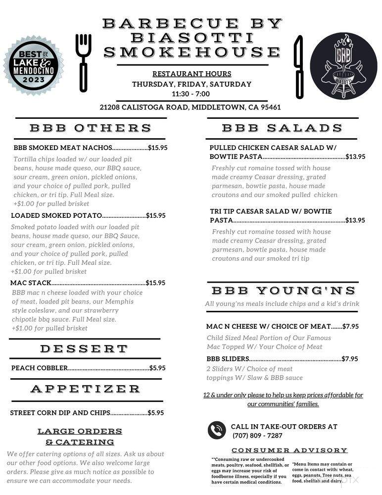 Barbecue By Biasotti - Middletown, CA menu_pic