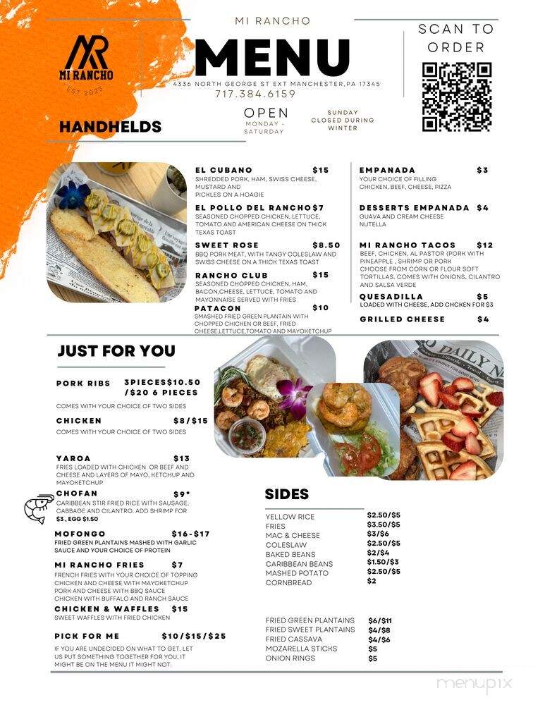 Mi Rancho - Manchester, PA menu_pic