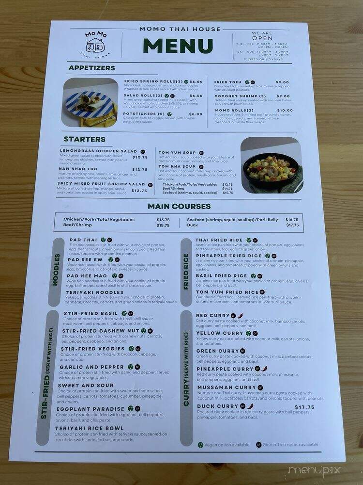 MoMo Thai House - Tigard, OR menu_pic