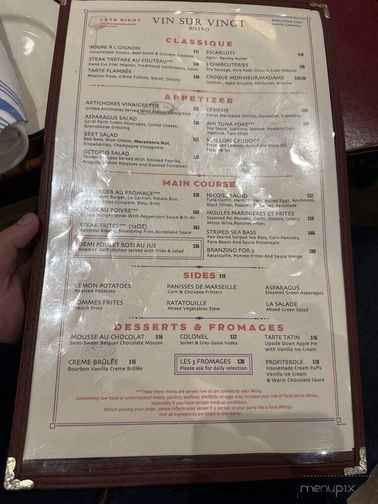 Vin Sur Vingt - Sag Harbor, NY menu_pic