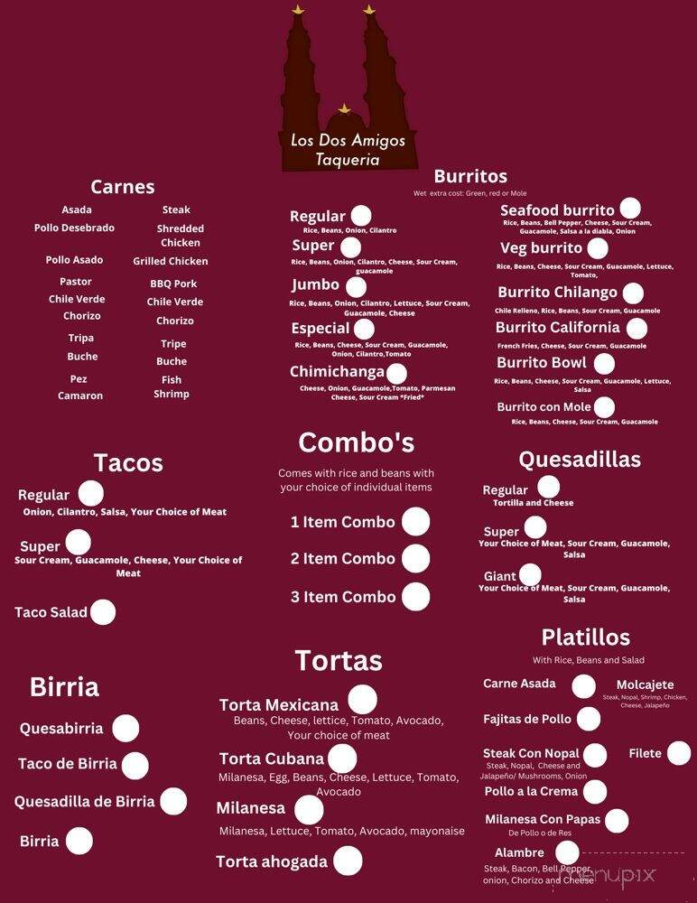 Los Dos Amigos Taqueria - Livingston, CA menu_pic